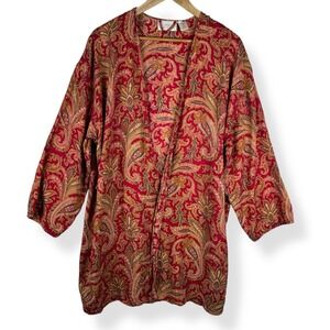 Victoria's Secret 100% Silk Robe Womens Size M L Boho Paisley Vintage 90s Artsy